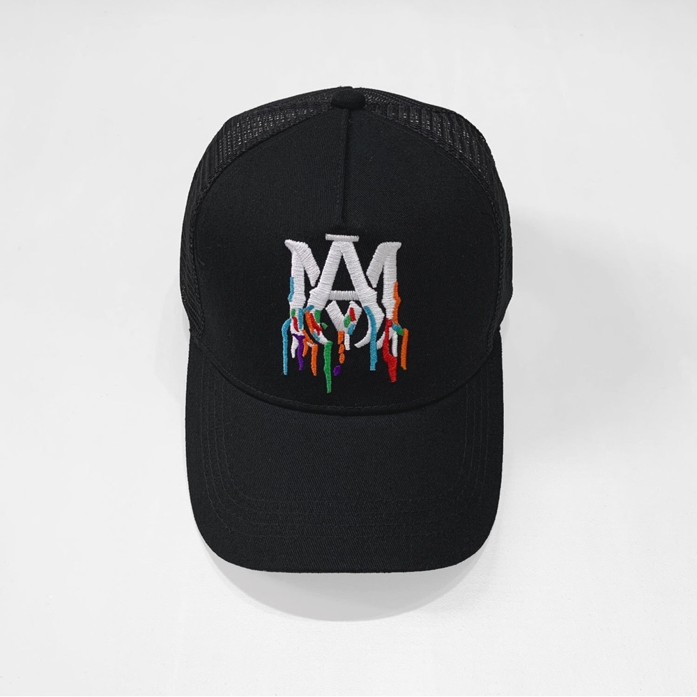 AMIRI Black Cap with Colorful Drip Logo